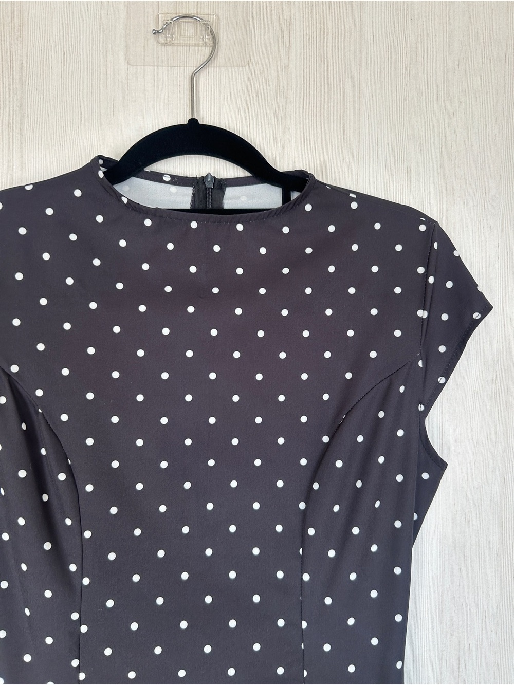 Polka Dot Mock Neck Basque Waist Midi Dress Size Medium - Picture 5 of 9